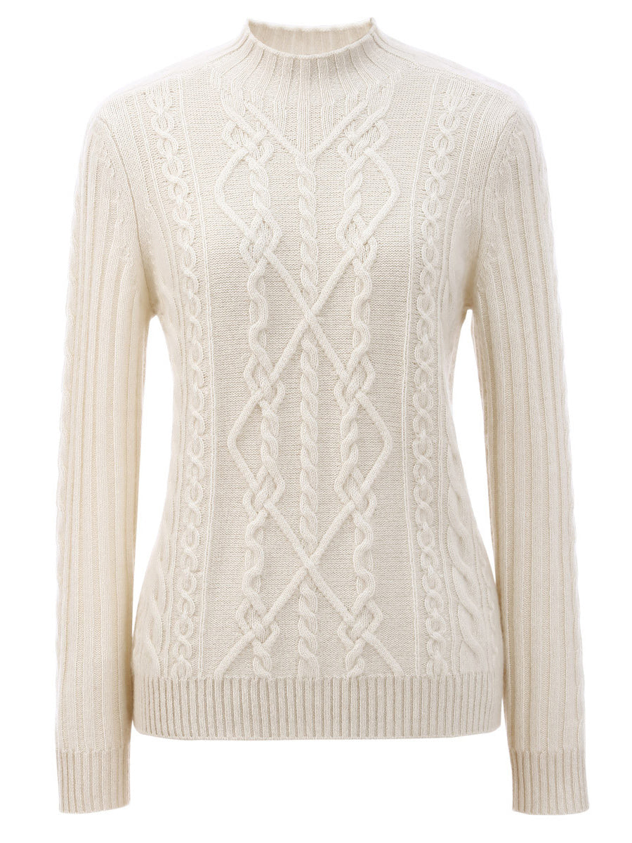 COMOBOCA 100% Cashmere Women's Mock Neck Knit Sweater