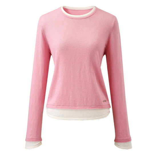 COMOBOCA 100% Wool Chic Layered Look Sweater for Women