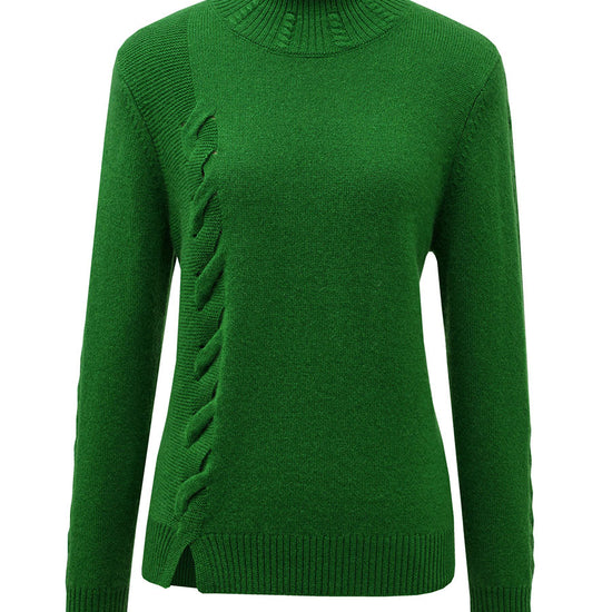 COMOBOCA 100% Cashmere Women's Ribbed Cable Knit Sweater
