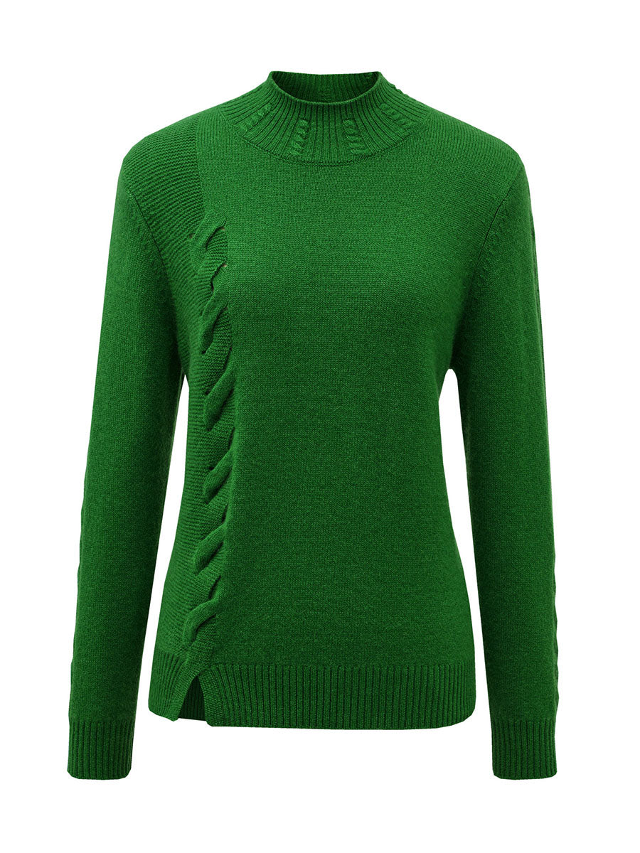 COMOBOCA 100% Cashmere Women's Ribbed Cable Knit Sweater