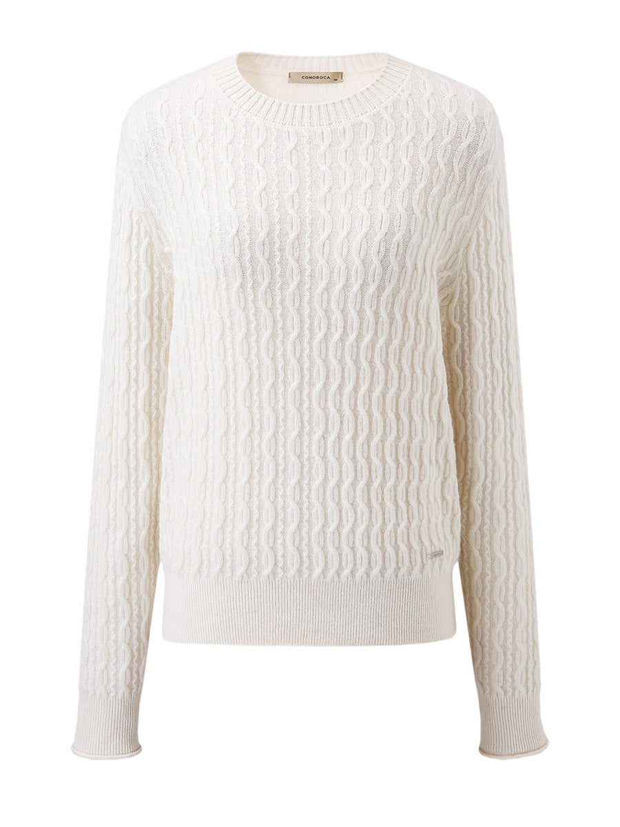 COMOBOCA 100% Cashmere Women's Classic Cable Knit Sweater