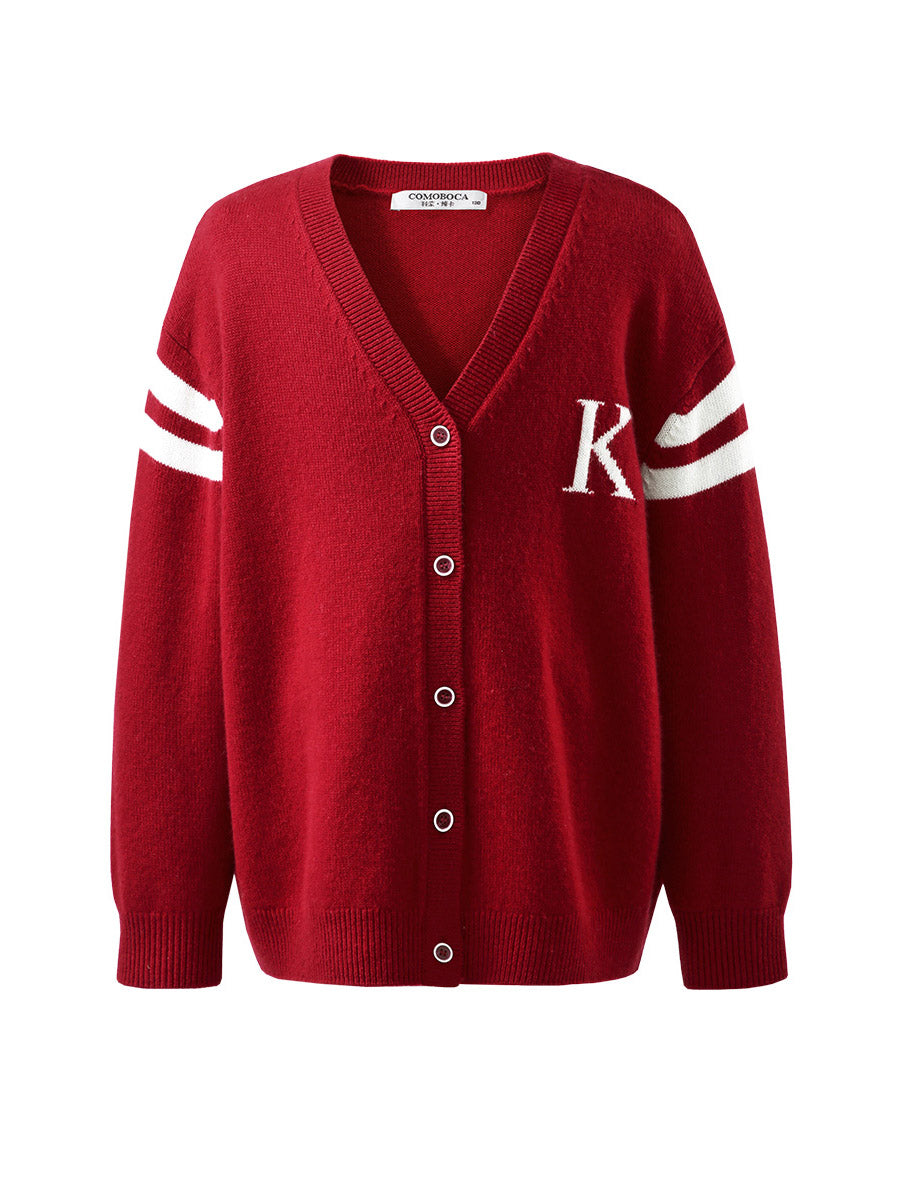 COMOBOCA 100% Wool Kids' V-Neck Cardigan