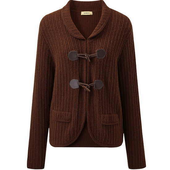 COMOBOCA 100% Cashmere Women's Toggle Closure Knit Cardigan