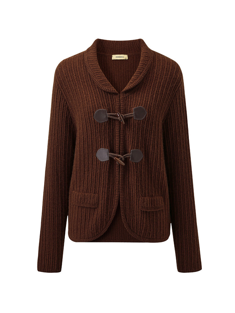 COMOBOCA 100% Cashmere Women's Toggle Closure Knit Cardigan
