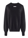 COMOBOCA 100% Cashmere Women's Lantern Sleeve V-Neck Knit Sweater