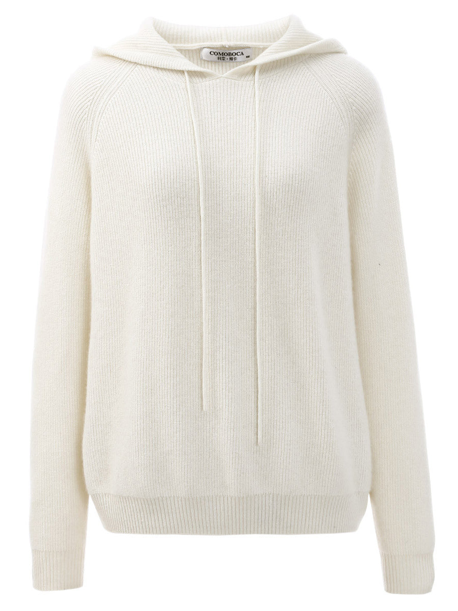 COMOBOCA 100% Cashmere Women's Knit Sweater Hoodie
