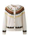 COMOBOCA 100% Cashmere Women's Fair Isle Button Down Cardigan
