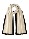 COMOBOCA White 100% Cashmere Women's Striped Knit Scarf