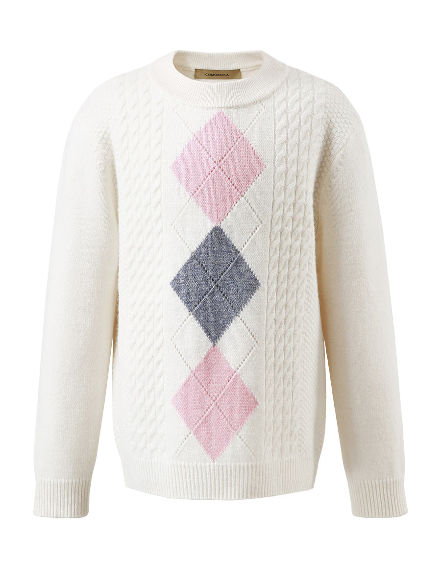 COMOBOCA 100% Wool Kids' Round Neck Sweater