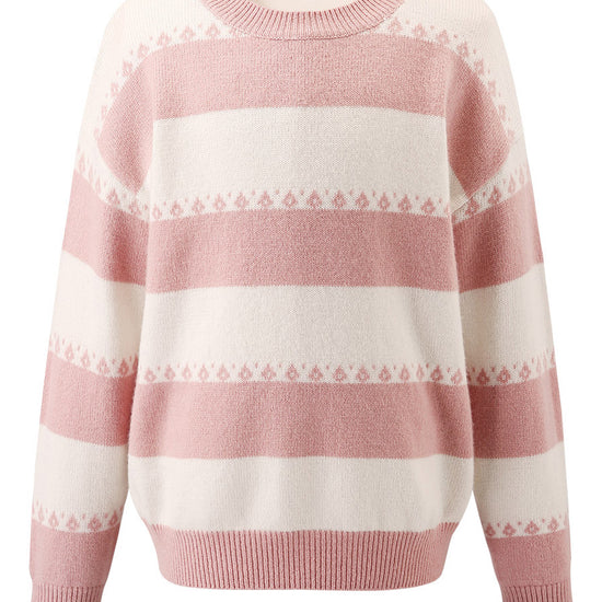 COMOBOCA 100% Wool Kids' Striped Nordic Pattern Knit Sweater