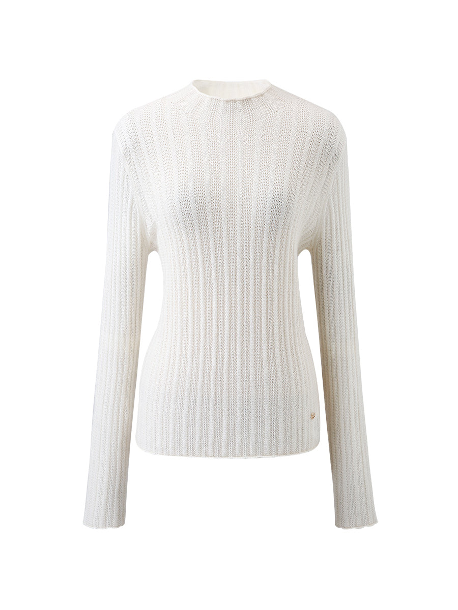 COMOBOCA Women's Ribbed Mock Neck Knit Sweater
