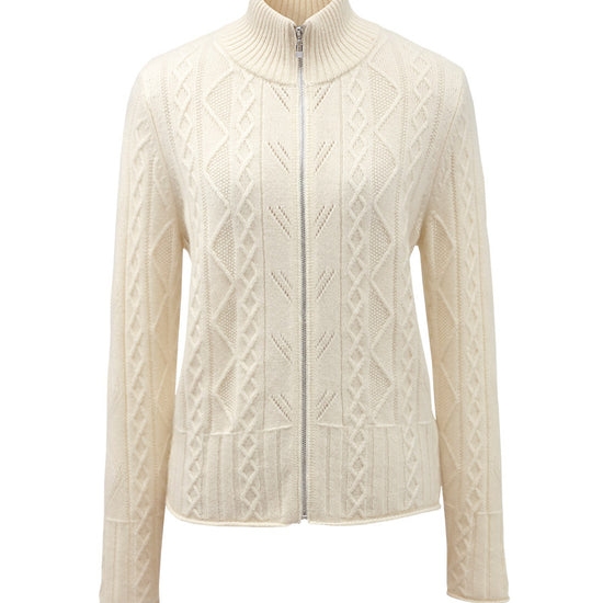 COMOBOCA 100% Cashmere Women's Knit Zip Up Cardigan Sweater