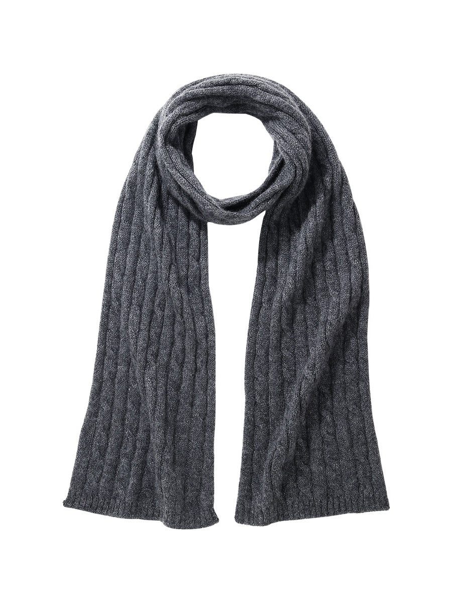 COMOBOCA 100% Cashmere Classic Cable Knit Scarf