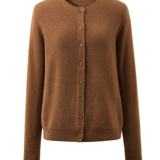 COMOBOCA 100% Wool Women's Round Neck Knit Cardigan