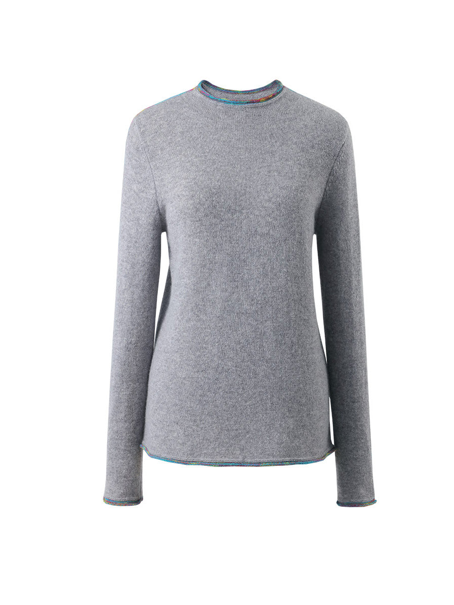 COMOBOCA 100% Cashmere Women's Sweater with Built-in Collar