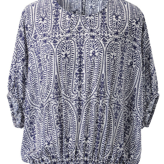 COMOBOCA 100% Mulberry Silk Women's Floral Printed Puff Sleeve Blouse