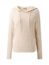 COMOBOCA 100% Cashmere Women's Cable Knit Hoodie