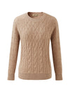 COMOBOCA 100% Cashmere Women's Cable Knit Round Neck Sweater