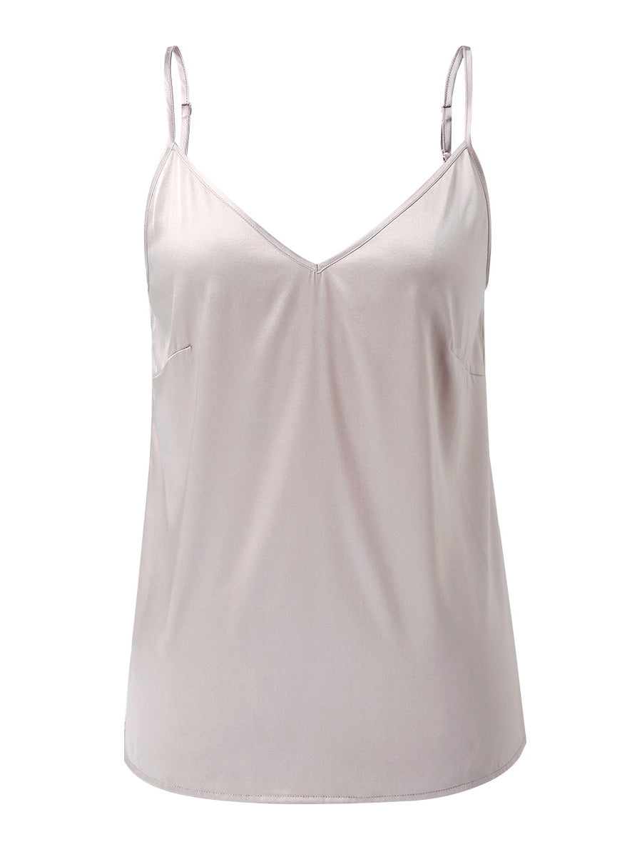 COMOBOCA Women's Silk Adjustable Straps V-Neck Camisole