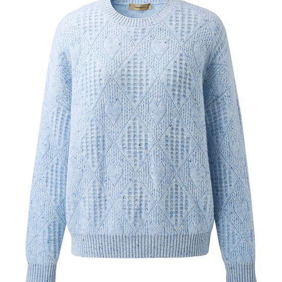 COMOBOCA 100% Cashmere Women's Openwork Knit Round Neck Sweater