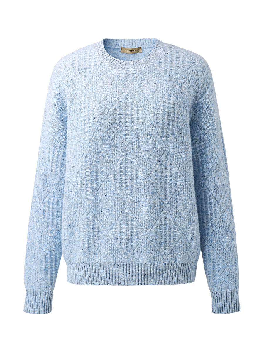 COMOBOCA 100% Cashmere Women's Openwork Knit Round Neck Sweater