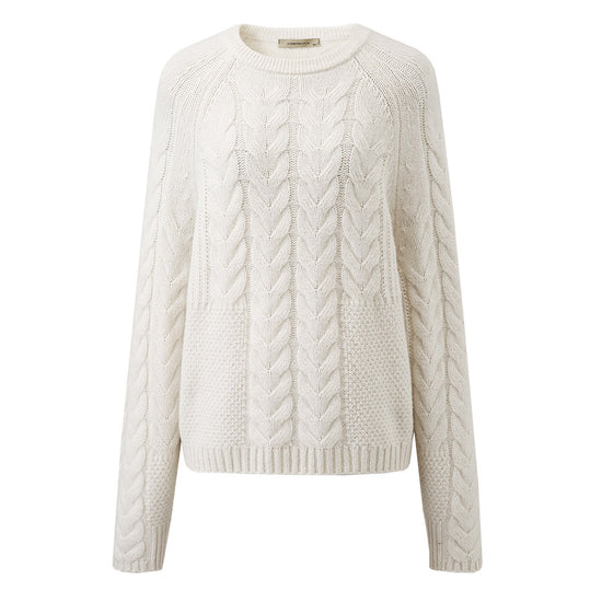 COMOBOCA 100% Wool Women's Cozy Cable Knit Sweater