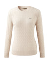 COMOBOCA 100% Cashmere Women's Cable Round Neck Knit Sweater
