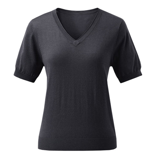 COMOBOCA Women's V-Neck Knit T-Shirt