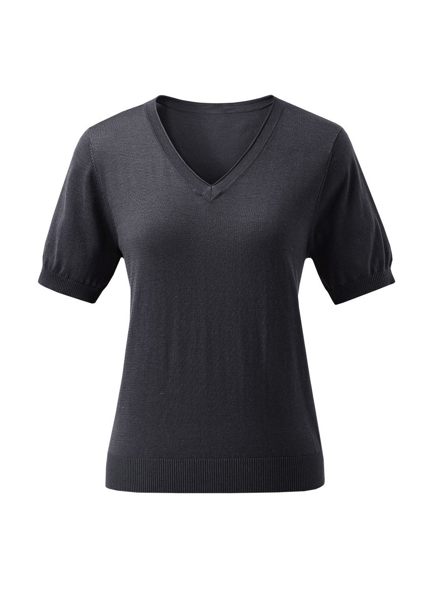 COMOBOCA Women's V-Neck Knit T-Shirt