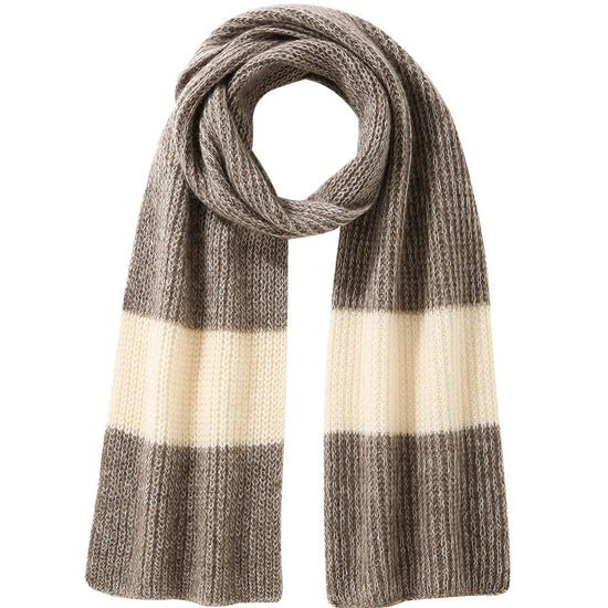 COMOBOCA 100% Cashmere Chunky Knit Color Block Scarf