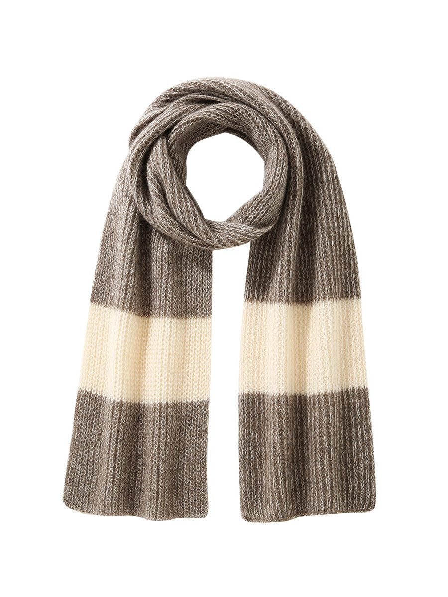 COMOBOCA 100% Cashmere Chunky Knit Color Block Scarf