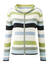 COMOBOCA Women's Versatile Striped Zip-Up Hoodie Cardigan