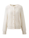 COMOBOCA 100% Wool Women's Cable Knit Button Cardigan
