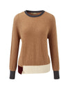 COMOBOCA 100% Cashmere Women's Color Block Ribbed Knit Sweater