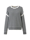 COMOBOCA 100% Wool Women's Striped Knit Pullover Sweater