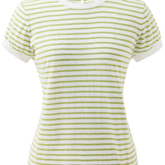 COMOBOCA Women's Striped Button Back T-Shirt