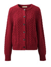 COMOBOCA 100% Wool Women's Cable Knit Button Cardigan