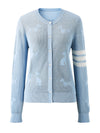 COMOBOCA Women's Pet Pointelle Knit Round Neck Cardigan