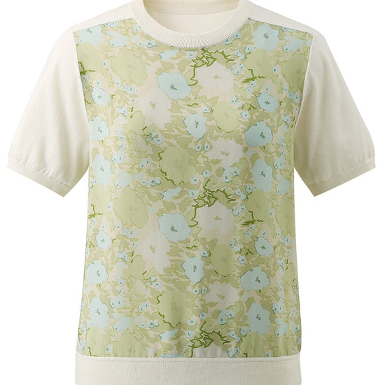 COMOBOCA Women's Mixed Print Short Sleeve Knit Top