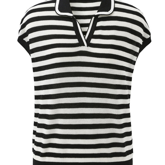 COMOBOCA Women's Striped Polo Knit T-Shirt