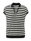 COMOBOCA Women's Striped Polo Knit T-Shirt