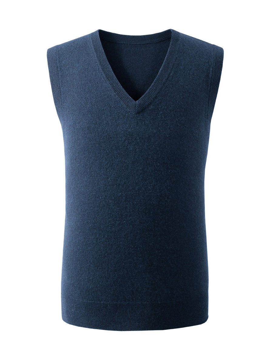 COMOBOCA 100% Cashmere Men's V-Neck Vest