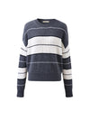 COMOBOCA 100% Cashmere Women's Striped Crewneck Sweater