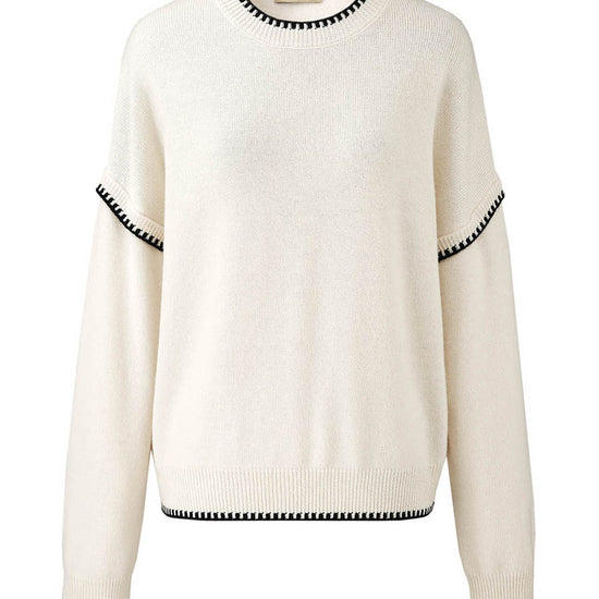 COMOBOCA 100% Wool Women's Contrast Trim Knit Sweater