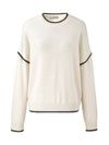 COMOBOCA 100% Wool Women's Contrast Trim Knit Sweater