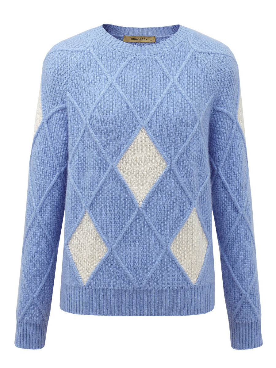 COMOBOCA 100% Cashmere Women's Sweater with Gold&Silver Threads