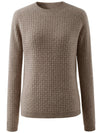 COMOBOCA Camel 100% Cashmere Women's Round Neck Ribbed Knit Sweater