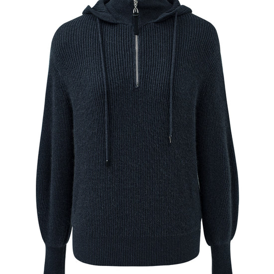 COMOBOCA 100% Cashmere Women's Ribbed Knit Hoodie