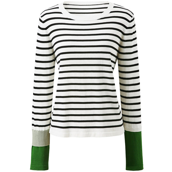 COMOBOCA Women's Striped Round Neck T-Shirt Sweater