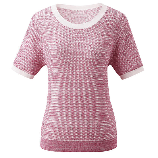 COMOBOCA Women's Chic Striped Knit T-Shirt